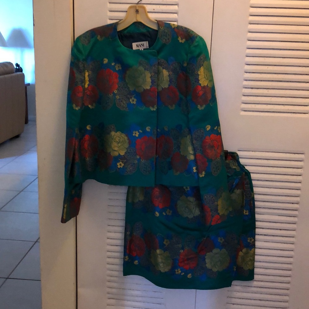Vintage dressy suit partial satin